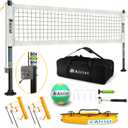 Heavy Duty Volleyball Net Outdoor with Steel Anti-Sag System, Adjustable Aluminum Poles, Professional Volleyball Nets Set for Backyard and Beach, Volleyball and Carrying Bag (White)