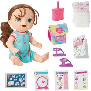 Baby Alive Time for School Baby Doll Set, 12 Inch, Back to School Toys for Girls & Boys, Brown Hair, Preschool Gifts for Kids, Ages 3+