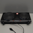 Elite Gourmet EDB-302BF# Countertop Double Cast Iron Burner, 1500 Watts Electric Hot Plate, Temperature Controls, Power Indicator Lights, Easy to Clean, Black