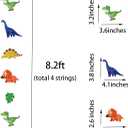 2 x Colorful Dinosaur Hanging Paper Decoration (4 Strings X 8.2ft), Dino with Leaves Paper Garland Party Streamers, Wildlife Animal Hanging for Kids Bedroom Decor Dinosaur Birthday Party Supplies