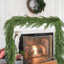 6 Ft Norfolk Pine Christmas Garland, Realistic Cedar Leaves Cypress Garland for Holiday Mantel Fireplace Table Centerpiece Decoration (Light Green, 6FT)