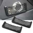 Car 2 PCS Storage Mesh Bag, Automatic Bonding Mesh Bag, Multi-Function Mesh Elastic Nylon Bag, Universal For Most Cars (Black)