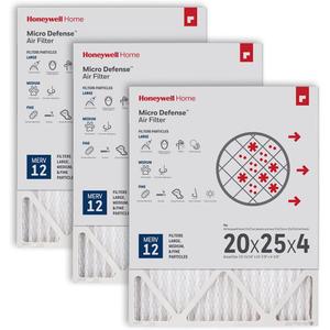 Honeywell Home 20x25x4 MERV 12, AC Furnace Air Filter, 3 PACK (CF200A1016-3PKAM) (Actual Dimensions: 19.9 x 24.9 x 4.38 in.)