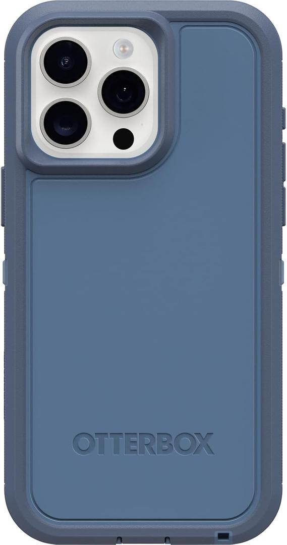 OtterBox iPhone 15 Pro MAX (Only) Defender Series XT Case - Baby Blue Jeans (Blue), screenless, Rugged, Snaps to MagSafe, Lanyard Attachment
