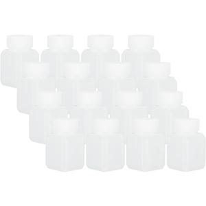 PATIKIL Reagent Bottles, 16 Pcs 30ml HDPE Narrow Mouth Square Sample Storage Container with Inner Ring Cover for Lab Water Reagent Liquids Solid Sample Storage Seal, Translucent White