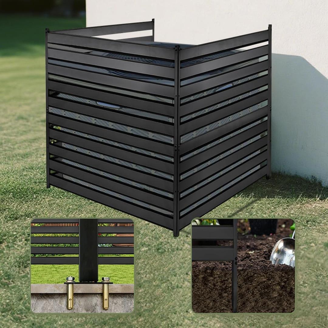 38" W x 42" H Air Conditioner Fence 3 Panel- Air Conditioner Fence Screen, Outdoor Enclosure for Pool Equipment Trash Can Privacy Fencing Panels Applicable to Metal Fencing for Backyards and Patios