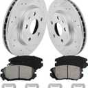 Front Brake Pads and Rotors Kit for Malibu [ 2013-2015 ], Geomet Coated Brake Kit, Drilled and Slotted Brake Rotors Pads [ 11.7in ], Automotive Replacement Brake Kits 55184 D1421