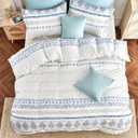 SLEEPBELLA Luxury 600 Thread Count Cotton Sateen King Size Duvet Cover Set, Buttery Soft & Silky Breathable Bedding, Blue & White Quilt Cover with Button Closure