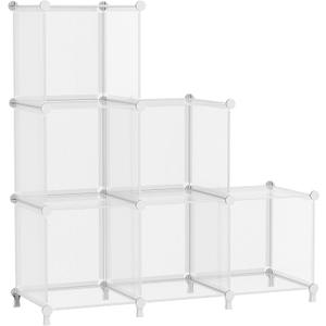 AWTATOS Cube Storage Organizer, Closet Organizers and Storage, 6 Cube Shelves Bookshelf, DIY Stackable Plastic Clothes Organizer Shelving for Bedroom, Home, Transparent Twill