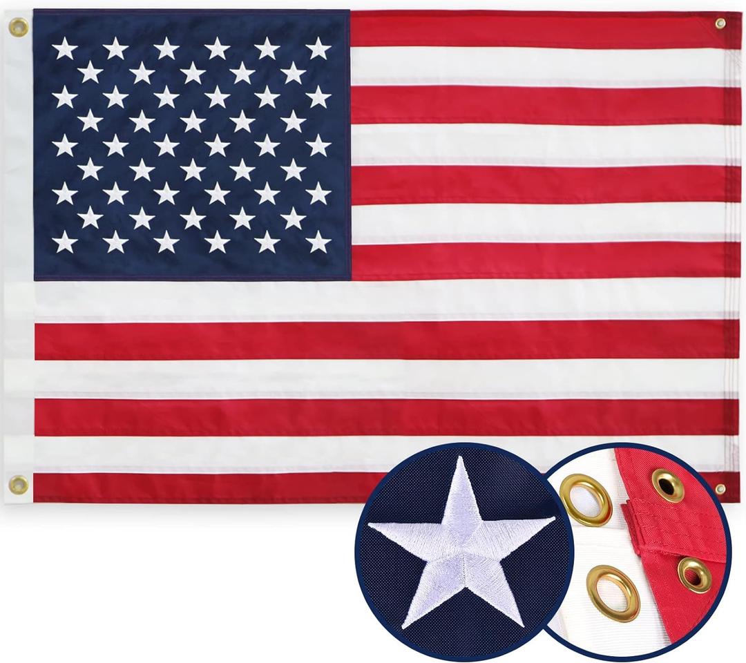 BGTXCZ American Flag 3x5 Ft, Four Brass Grommets Multipurpose US Flag, Embroidered Stars, Sewn Stripes, Outdoor Heavy Duty Durable USA Flags, Hanging Indoor/Bedroom/Room/Wall American Flag