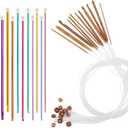 23 Pieces Tunisian Crochet Hooks Set, AHIER 12PCS Bamboo Crochet Hooks 3-10mm and 11PCS Tunisian Afghan Aluminum Knitting Needles Set 2-8mm (Assorted Color Aluminum Crochet Hooks) (Transparent)
