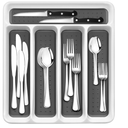24-Piece Silverware Set, Flatware Set Mirror Polished, Dishwasher Safe Service for 4, Include Fork/Spoon with 5-Compartment Non Slip Silverware Drawer Organizer Box Tray