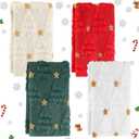 4 Pack Christmas Hand Towels Christmas Bath Towels 3D Xmas Tree Jacquard Bath Bathroom Decor Star Red Green White Beige Xmas Towel Gift for Winter Drying Cooking Baking, 18inch