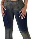 acelyn Women’s Denim Set Vintage Denim Stretch Halter Top and Flare Jeans Outfits Summer Two Piece Outfits Dressy Pants Suits Size 2XL 
