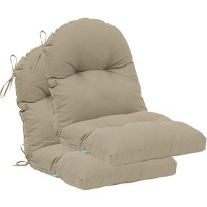 QILLOWAY Indoor Outdoor Seat Back Chair Pads Tufted Cushion, Spring/Summer Seasonal Replacement Cushions. (Set of 2, Beige)