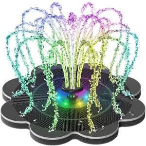SZMP Solar Fountain 3.5W Bird Bath Fountains with Upgraded Flower, 7 Nozzle & 4 Fixer, Solar Fountain Pump for Bird Bath, Pool, Garden, Pond, Outdoor (Colourful Lights)