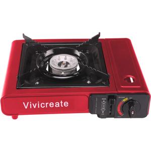 Vivicreate 8500 BTU Portable Butane Gas Stove for Camping Cooking Outdoor, Lightweight Portable Stove Burner with Auto Ignition, Estufa de Gas Porttil para Camping al Aire Libre (Red)