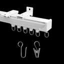 MaKefeile Ceiling Curtain Track, Heavy Duty Curtain Tracks System for Room Divider, Wall Mount Sliding Curtain Rail with Clip and Hooks Set for Living Room, Bedroom, Shower, Outdoor, White, 6ft-9ft