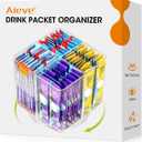AIEVE Drink Packet Organizer, Lazy Susan Organizer for Water Flavor Packets, Drink Mix Rotating Turntable Sugar Packet Holder Container for Pantry Organizers and Storage, Square