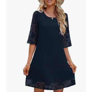 Sleeve Dress for Women Shift Cute Summer Tunic Floral Lace Dresses