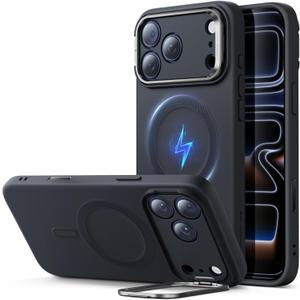 ESR Silicone Case for iPhone 17 Pro, Built-in Camera Stash Stand Compatible with MagSafe, Military-Grade Drop Protection Magnetic Phone Case for iPhone 17 Pro, Cloud Series, Black