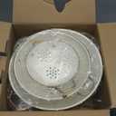 Metal Colander Set of 3, Strainer Basket with Handles perfect for Spaghetti, Pasta, Berry, Vegetable, Fruit, Solid Base Powder Coated Kitchen Essential Strainer Set, 1 & 3.5 & 5 Qt (Cream)