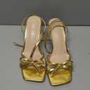 Goderci Kitten Heels with Bow Strappy Heels for Women Square Open Toe Mid Heeled Sandals