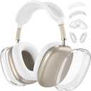 2 x for AirPods Max 2/1 Case Cover, Ear Pad Case Cover/Ear Cups Cover/Headband Cover for Apple AirPods Max 2 & 1 Headphones (2026/2024/2020), Clear TPU Transparent and Silicone Accessories case, White