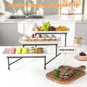 3 Tier Servings Tray for Party, 12"x6" Tiered Serving Platters with Steel Display Stand for Sevring Food,Cookies,Veggie, Dessert,Fruit, Black