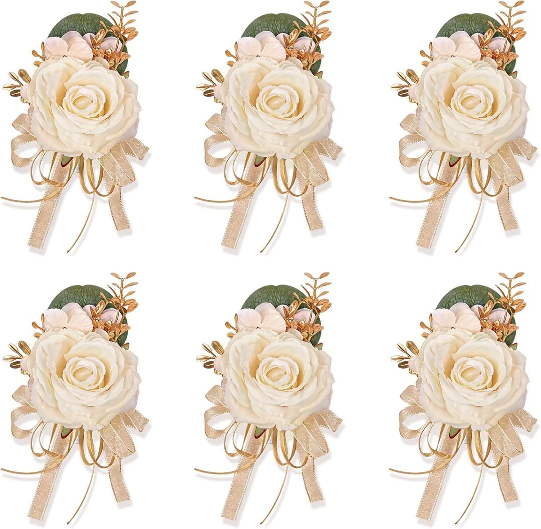 Faux Champagne Men Boutonnieres, Set of 6, for Groom Wedding