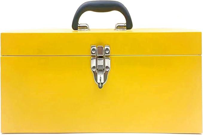 Large Tool Box Organizer Took Box Fishing Tackle Box 16 Inch Tool Box Small Metal Toolbox Organizer With Metal Latch and Handle for Household Warehouse Tools Storage Yellow