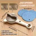 4-in-1 Jar & Bottle Opener for Seniors - Easy Grip | Multi functional & adjustable Ergonomic handle, non-slip grip Stainless, silicone pads Jars, bottles & beer, hooks included
