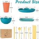 36PCS Wheat Straw Dinnerware Sets - Reusable Plates and Bowls Sets, Unbreakable Cups, Knives, Forks, Spoons & Chopstick, Microwave, Dishwasher Safe Tableware Kitchen Outdoor Camping Presents