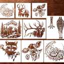 Animal Wood Burning Stencils for Painting 12 Deer Bear Cow Stencil Wildlife Stencils for Crafts T-Shirt Fabric Wood DIY Decor