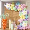 179pcs Easter Balloon Arch Garland Kit with Pastel Yellow Purple Green Orange Blue Pink Rabbit Carrot Balloons for Baby Shower Birthday Party Decorations
