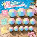 Multi-Size Inflatable Beach Balls 12 PCS 12" 16" 24" Jumbo Rainbow Beach Balls Bulk for Kids & Adults Summer Pool Toys Hawaiian Party Decorations, Outdoor Water Games