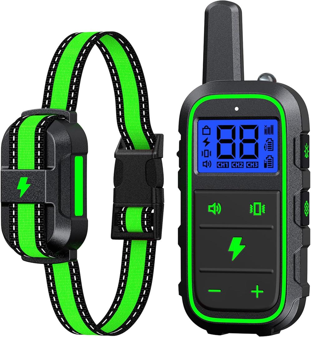 Dog Training Collar Electric Dog Collar with 4 Training Modes and Rechargeable Remote Waterproof Range 3300Ft for Dogs(Green), One Size