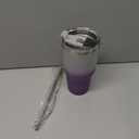 D·S 30 oz Tumbler Purple Glitter Gradient Cup Stainless Steel Double Wall Vacuum Insulated Mug with Straw and Lid, Cleaning Brush for Cold and Hot Beverages