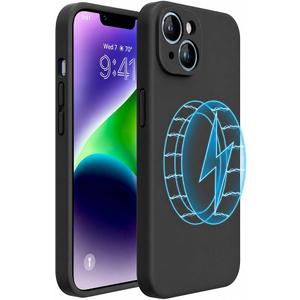 Miracase Magnetic Case Designed for iPhone 14 Case,[Upgraded Enhanced Camera Protection],Shockproof Liquid Silicone Case 6.1 inch,Black-Magnetic