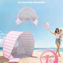 Baby Beach Tent, Pop Up UPF 50+ Sun Shelter | Silver-coated UPF 50+ sun shelter with instant pop-up design for beach, park and backyard use, Pink, 35" x 26" x 26"