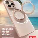 TORRAS 360 Magnetic Stand for iPhone 16 Pro Case, Ostand 3.0 [Fit for MagSafe] [4X Mil-Grade Shockproof] Rotatable Kickstand Cover, Camera Control Button, Translucent Desert Titanium, O3 Fitness