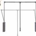 Nisorpa Pull Down Closet Rod, Adjustable 35-47 Inch Aluminium Soft-Close Wardrobe Lift Rail Organizer for Hanging Clothes, Two-way Buffering Side & Back Mounted Closet Rod 45 LBS Load Capacity