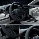 Steering Wheel Cover Standard Size 14.5-15 inch, Non-Slip Car Wheel Cover Protector, Breathable Microfiber Leather, Black
