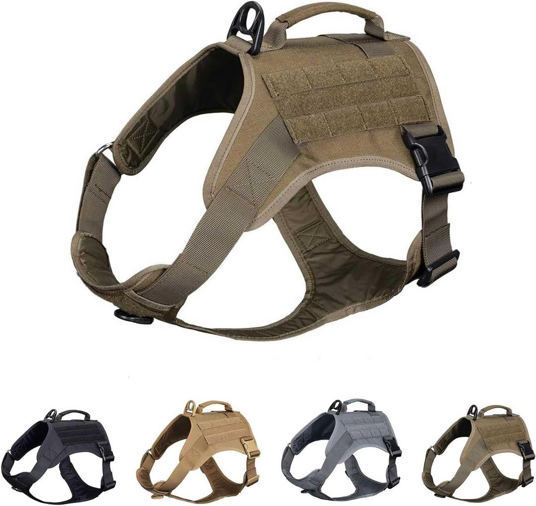 EXCELLENT ELITE SPANKER Tactical Dog Harness Vest with Handle Military Dog Harness Adjustable Training Harness No Pull Dog Harness for Small Medium Large Dogs(Ranger Green-M) (M (Chest:27.5''-35.4''))