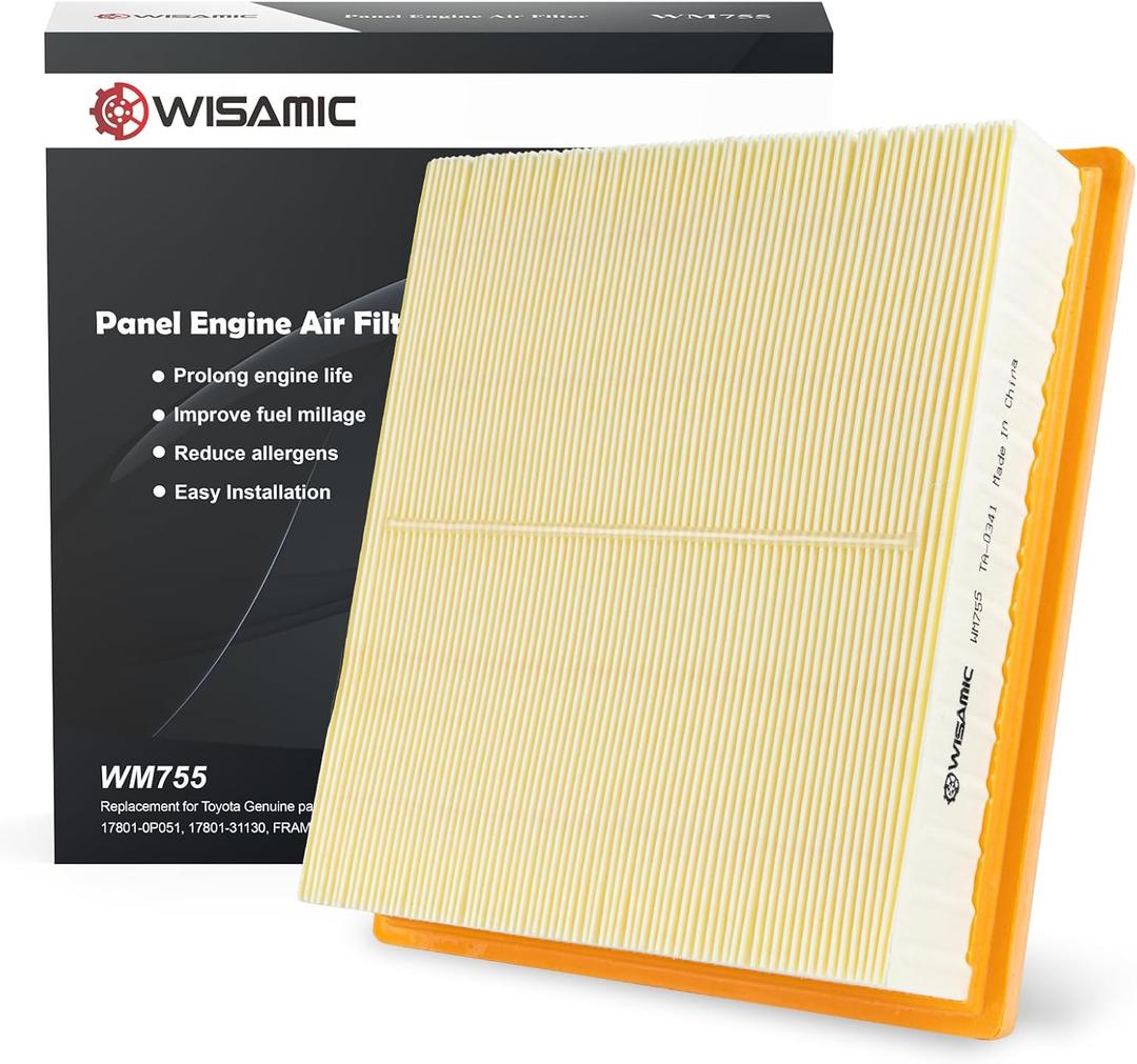 WISAMIC Engine Air Filter CA10755 Replace for Some Lexus, Toyota, Jeep Non-Diesel, Dodge and Camry models, Provides Up to 12 Months or 12,000 Miles Filter Protection