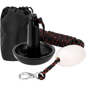 Mushroom Anchor Kit for Kayaks, Canoes, Paddle Boards with Rope and Marker Buoy (Black)