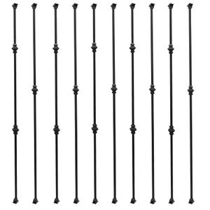 10-Pack Iron Balusters for Stairs  44" Hollow Metal Stair Spindles with Double & Single Knuckle Design, 1/2" Square Wrought Iron Balusters with 20 Swivel Shoes  Matte Black Stair Railing Baluster