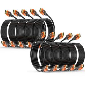 4K HDMI 2.0 Cable 10FT 10-Pack, High Speed 18Gbps HDMI Cord, Support 4K@60Hz & 2K@240Hz, HDR10, 3D, ARC, Dolby, DTS, HDCP 2.2 for PS5, Xbox, Switch, TV, PC, Monitor, Graphics Card