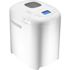 Amazon Basics Programmable Bread Maker, 2 Pound Non-Stick Automatic Bread Making Machine, 14 Settings for Breads, Doughs, Gluten-Free Options, ExpressBake, 3 Crust Colors, LCD Display, White