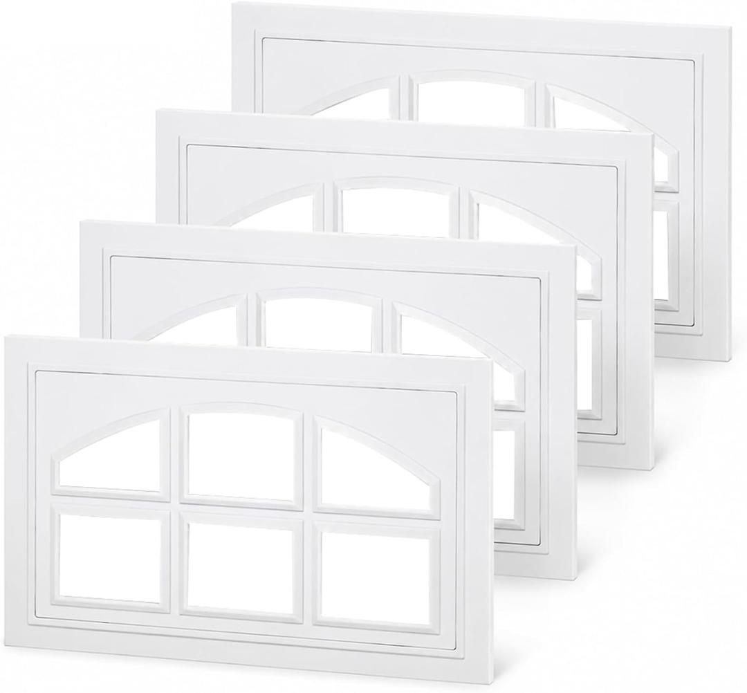 4 Pcs 20.7"×13.8" Garage Door Windows Inserts, Vinyl Window Frame and UV Resistant Acryl Glass, Garage Door Replacement Panels (Room Type)
